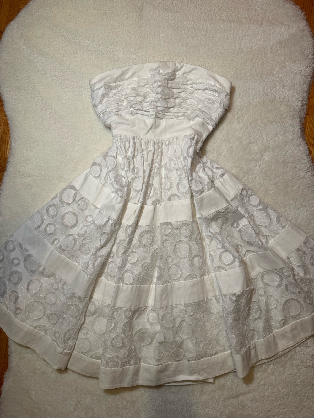 Jessica Simpson White Strapless Embroidered Midi Dress | Size S (US 4) - Picture 3 of 9